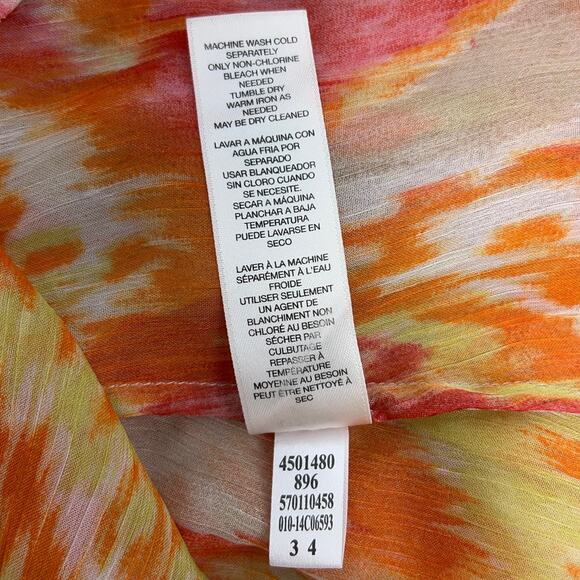 Chicos Womens Size 2 US 12 L Summer Ikat Moria Top Multicolor Sheer Blouse - Picture 14 of 15